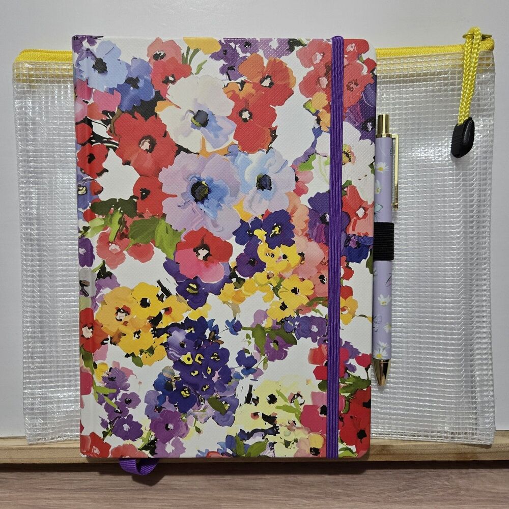 Floral Journal Notebook Starter Kit with Stickers Pen Pouched Bag Gift Set